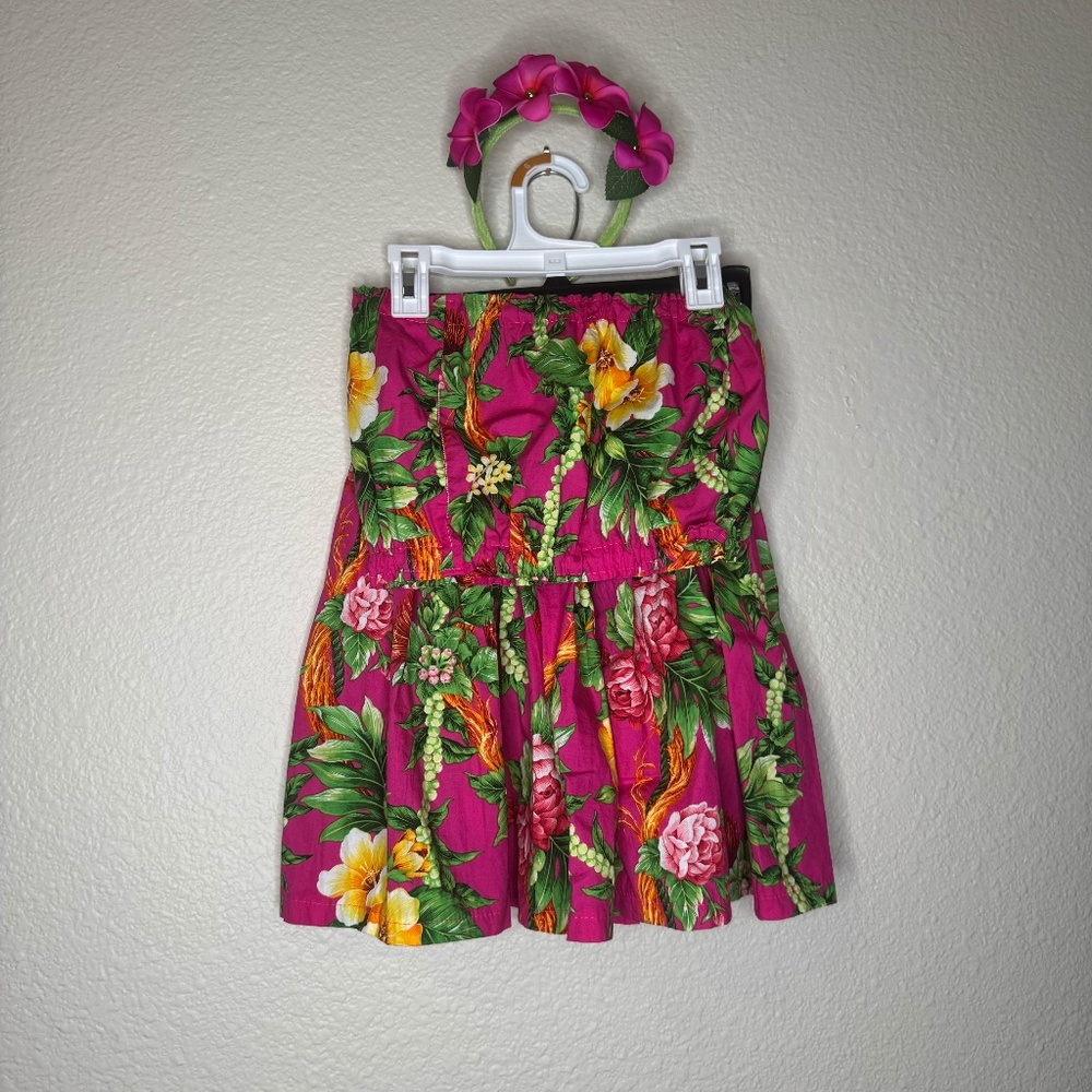 Kids Hula Costume Outfit, Girls Hawaiian Pa'u Hula Skirt, Size 10-12, Girls